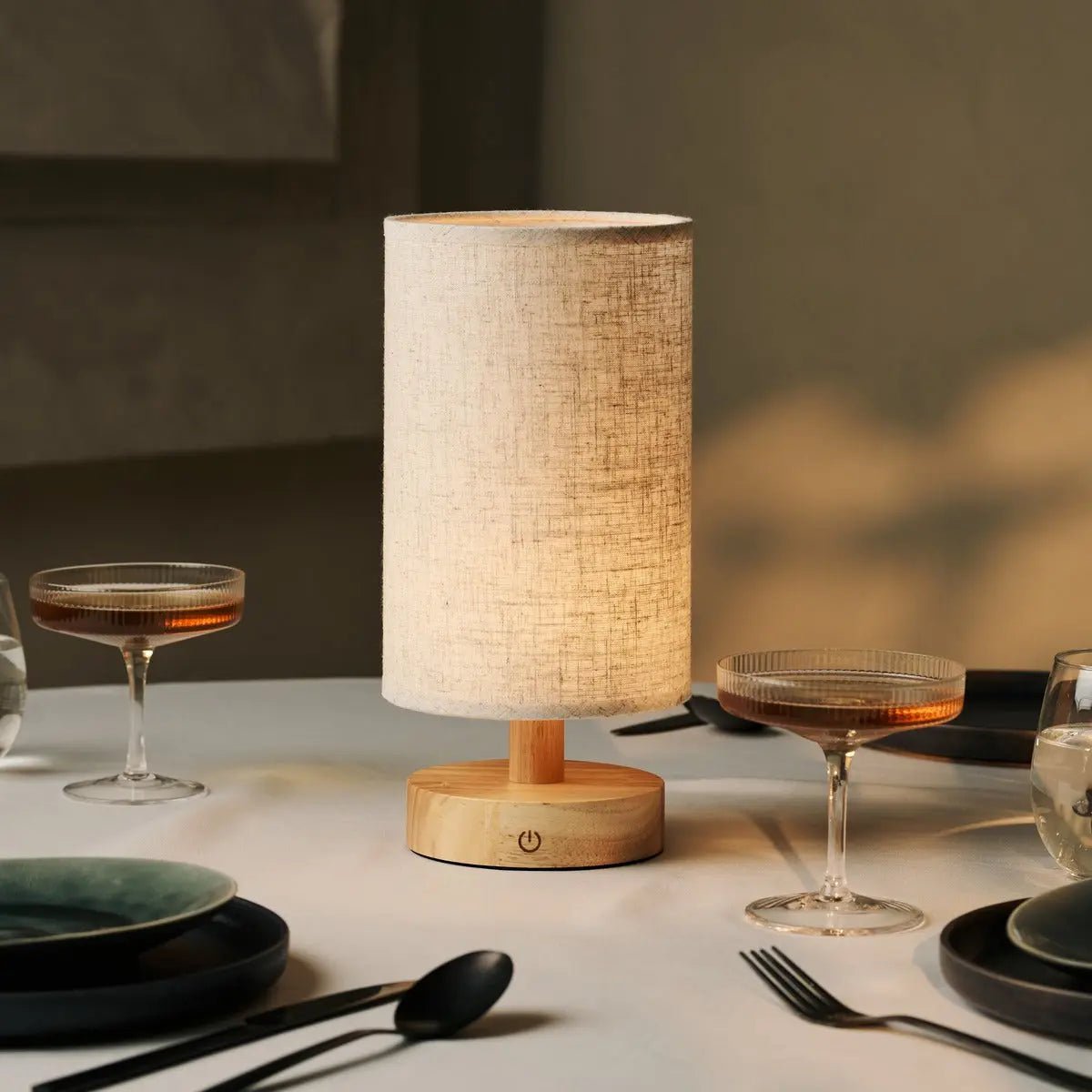 Ben lichtbruine houten donkerbruine tafellamp-oplaadbaar, dimbaar, USB-C aangedreven Tavellio - Amsterdam