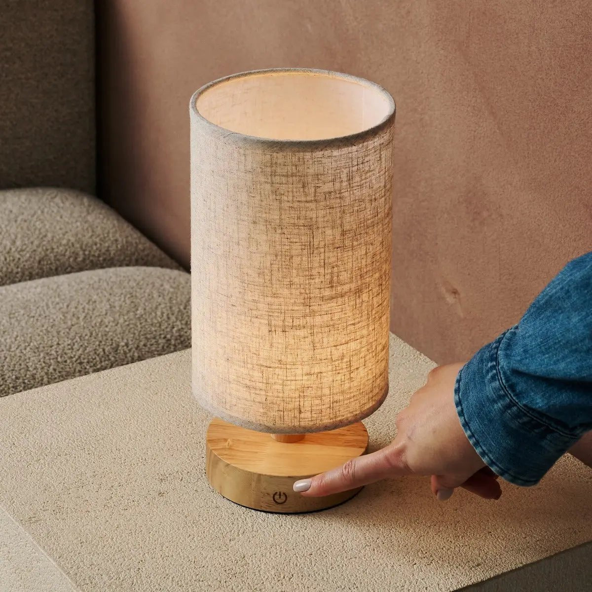 Ben lichtbruine houten donkerbruine tafellamp-oplaadbaar, dimbaar, USB-C aangedreven Tavellio - Amsterdam