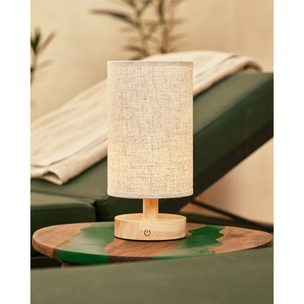 Ben lichtbruine houten donkerbruine tafellamp-oplaadbaar, dimbaar, USB-C aangedreven Tavellio - Amsterdam