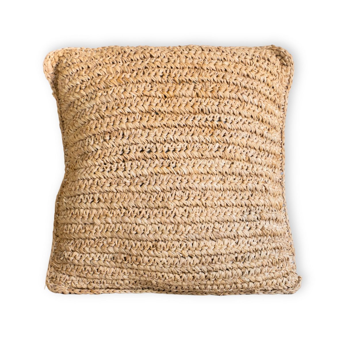 Boho kussen gemaakt van raffia - 40x40 cm decoratief geweven kussen - sofa kussen - natuurlijk beige vierkante kussen handgemaakt van raffia jiwa Soeji
