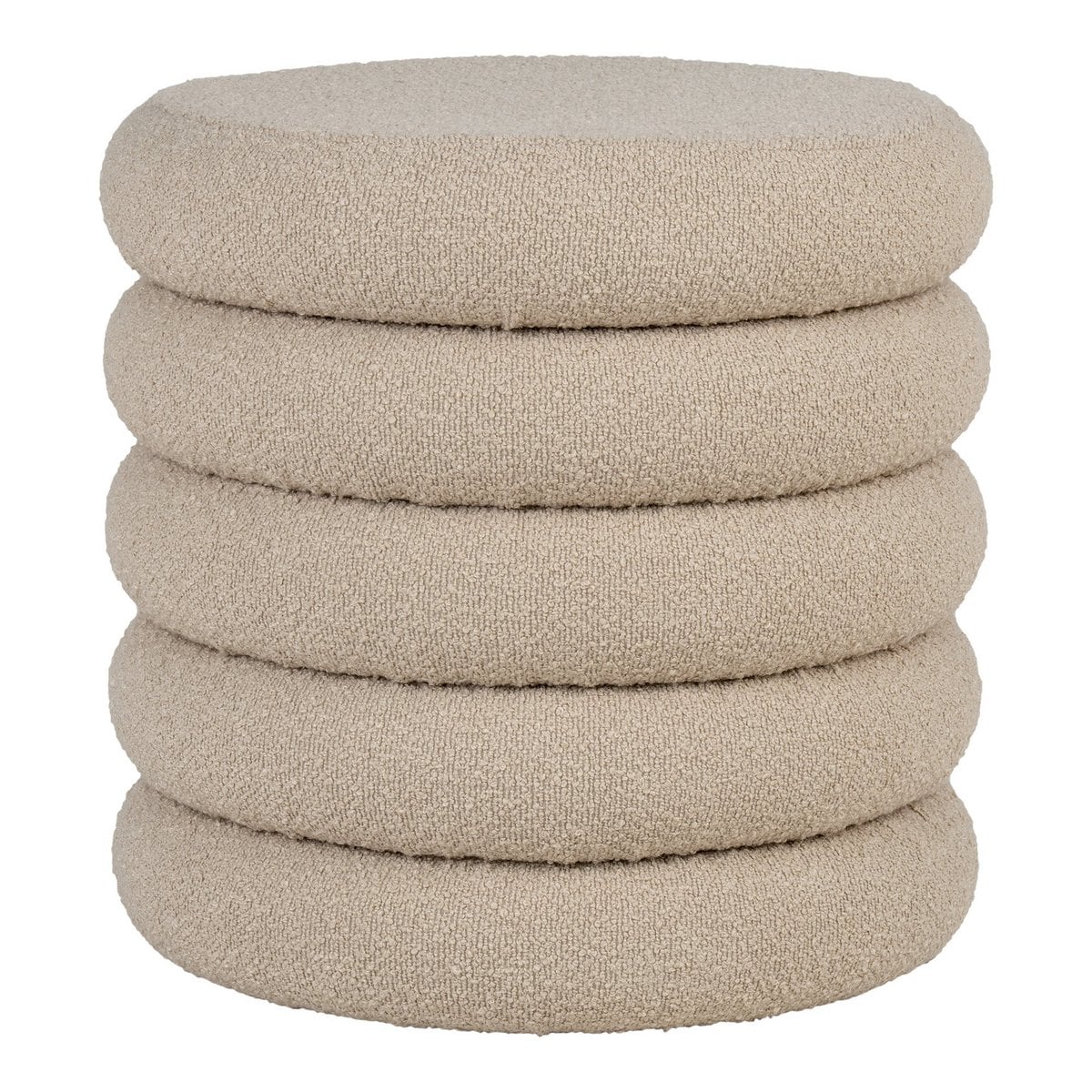 Brooklyn Poef - MDF, Grenenhout, Schuim, Polyester, Beige - Ø44x44 cm House Nordic ApS