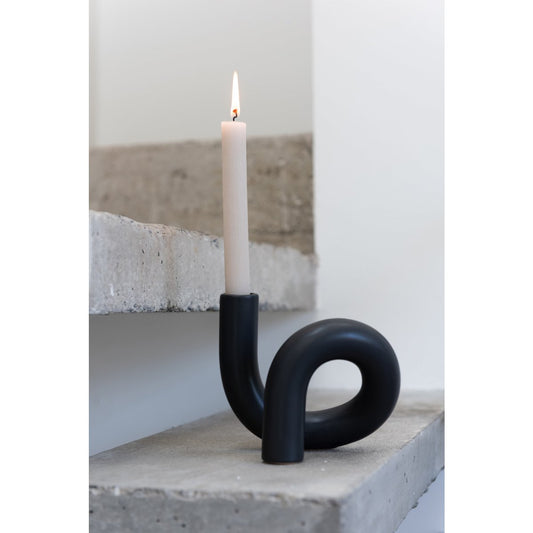 J-Line candle holder Torsion - ceramic - black