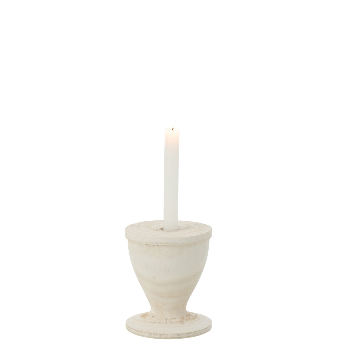 J-Line Candle holder - wood - white - small