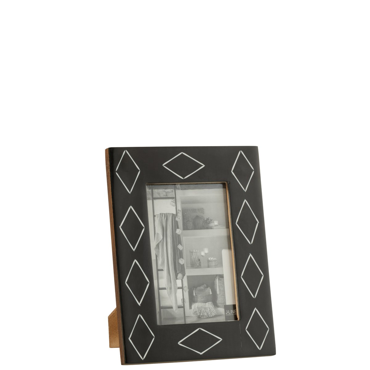 J-Line - photo frame - rectangle - pattern - resin - black/white - small