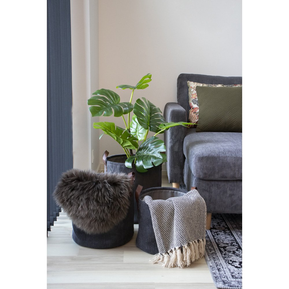 Cort Plaid - 100% Gerecycled Katoen, Donkergrijs/Wit - 130x160 cm House Nordic ApS