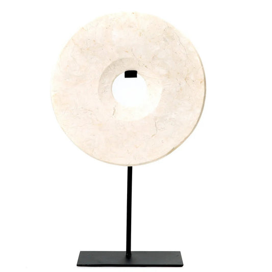 The Marble Disc on Stand - Wit - L