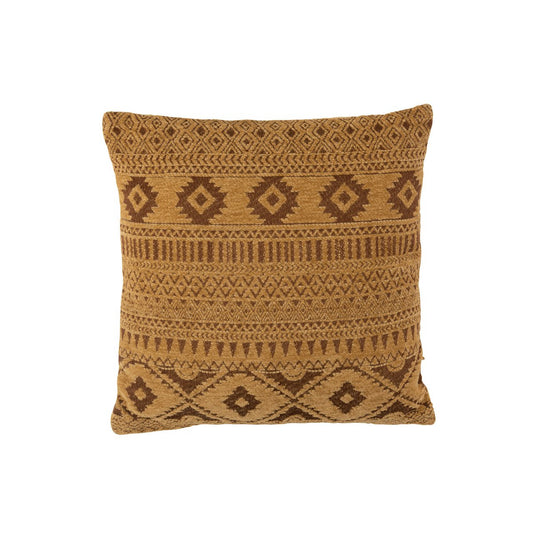 J-Line cushion Ethnic Square - cotton - ochre