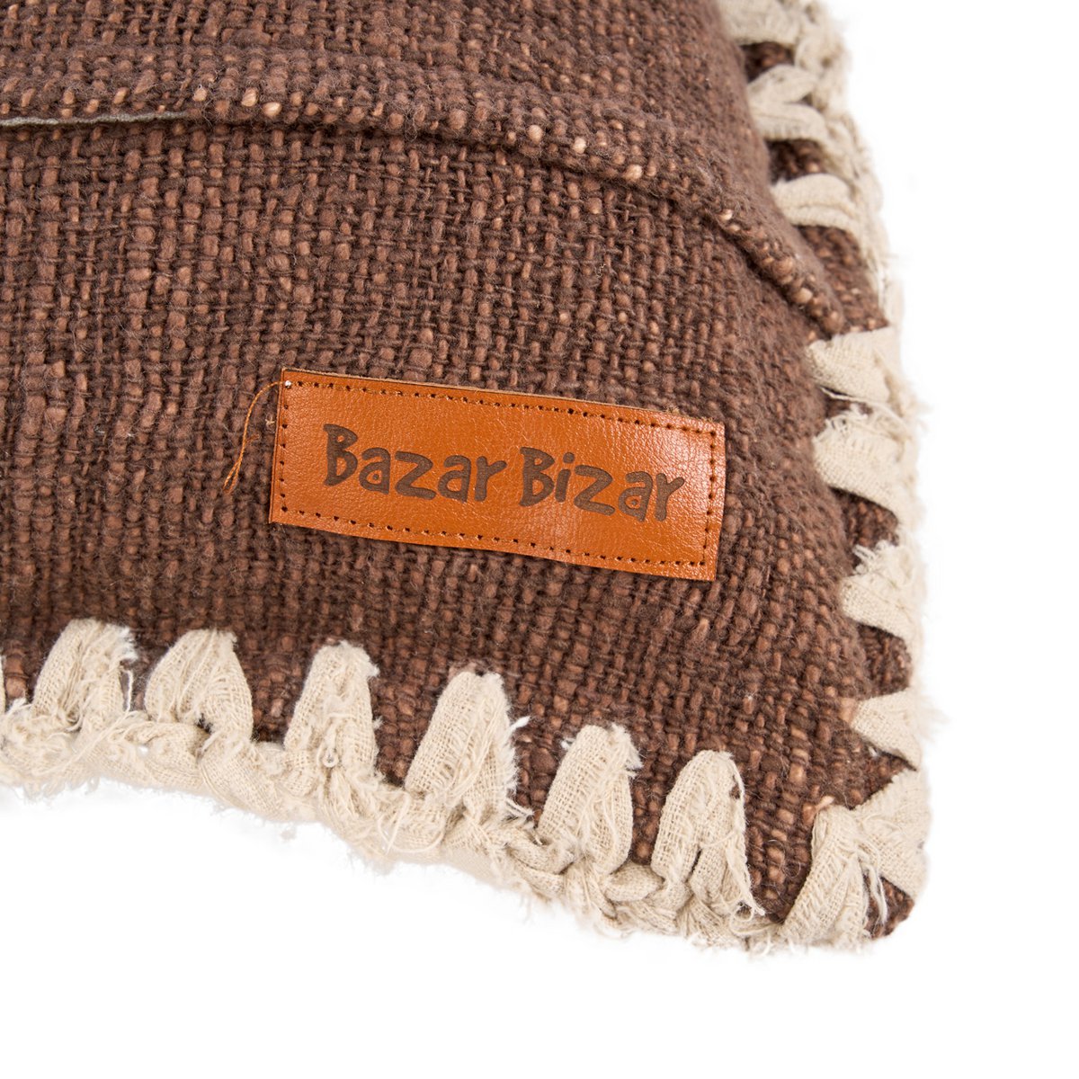 De Espresso Edge Kussenhoes - Bruin Wit Bazar Bizar Living