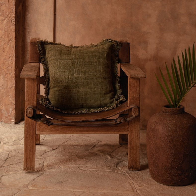 De Jungle Fringe Kussenhoes - Groen Bazar Bizar Living