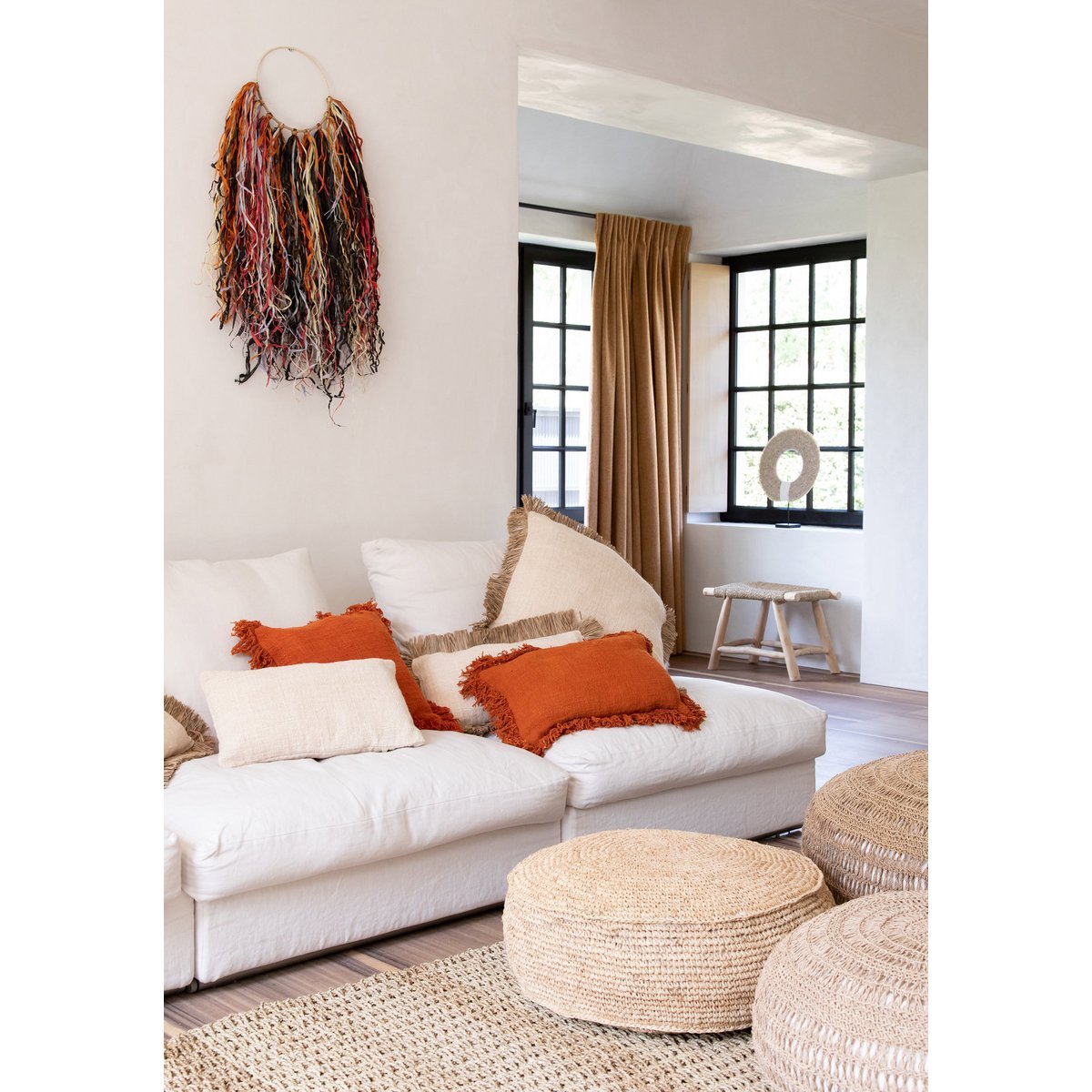 De Raffia Flores Poef - Naturel Bazar Bizar Living