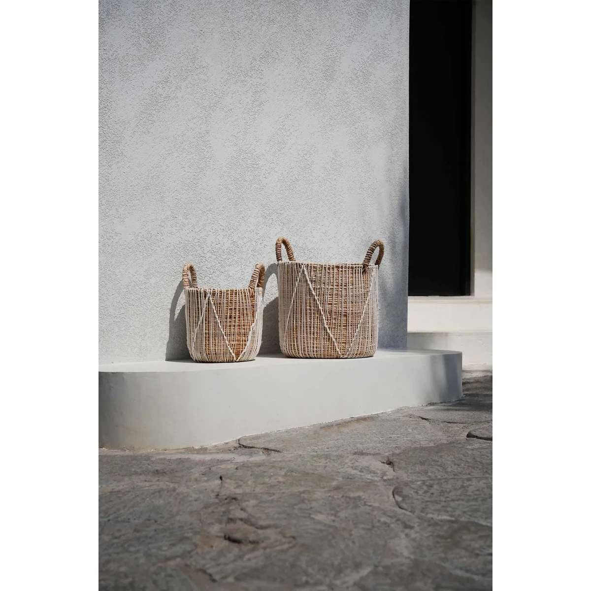 De rechte gestikte macrame -mand - S Bazar Bizar Living