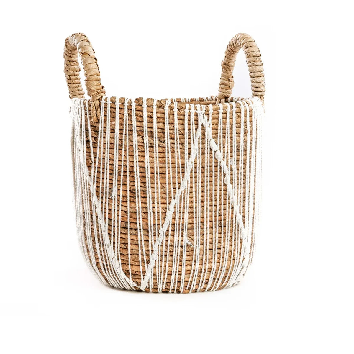 De rechte gestikte macrame -mand - S Bazar Bizar Living