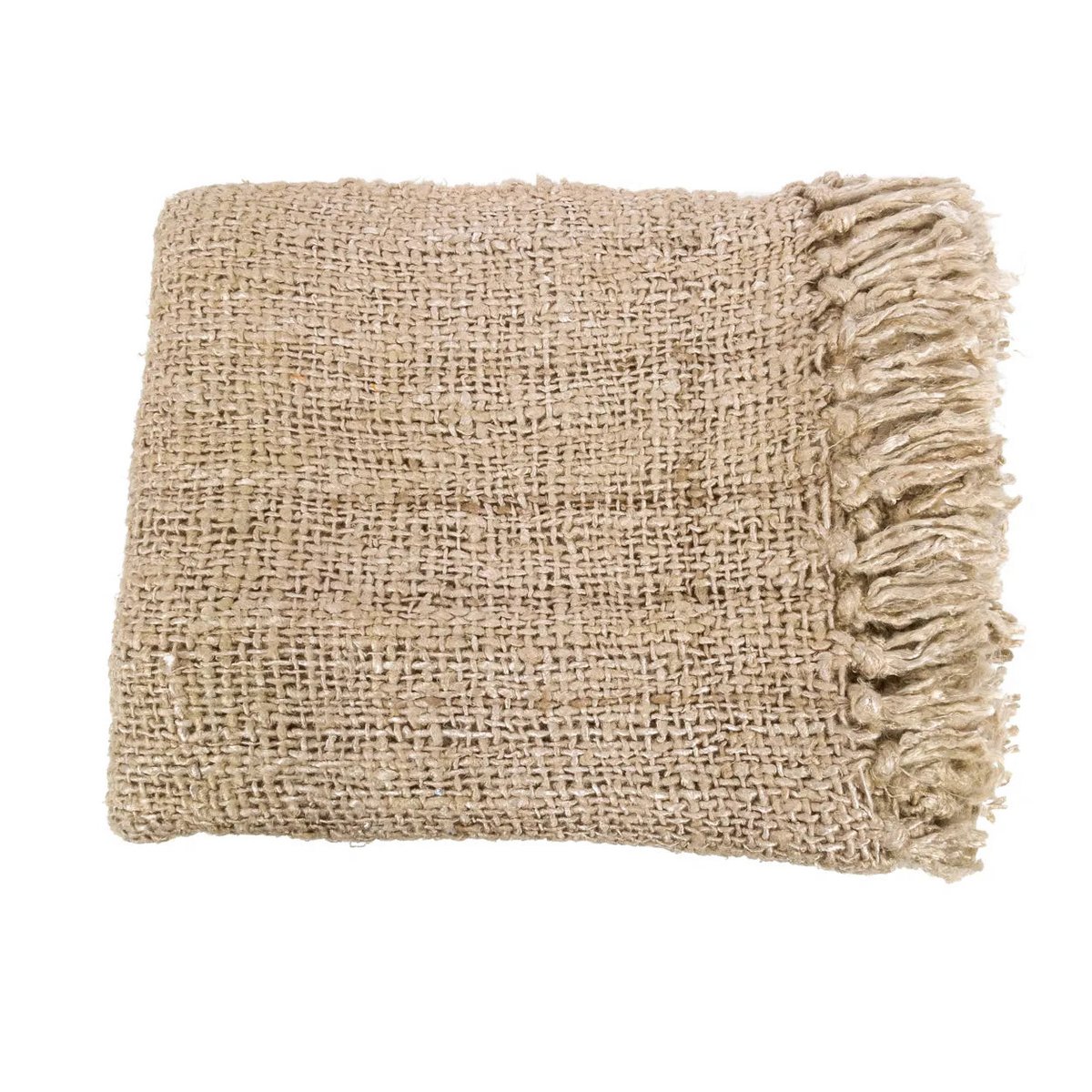 De s'il vous Plaid - Beige - 170x130 - handgeweven katoen Bazar Bizar