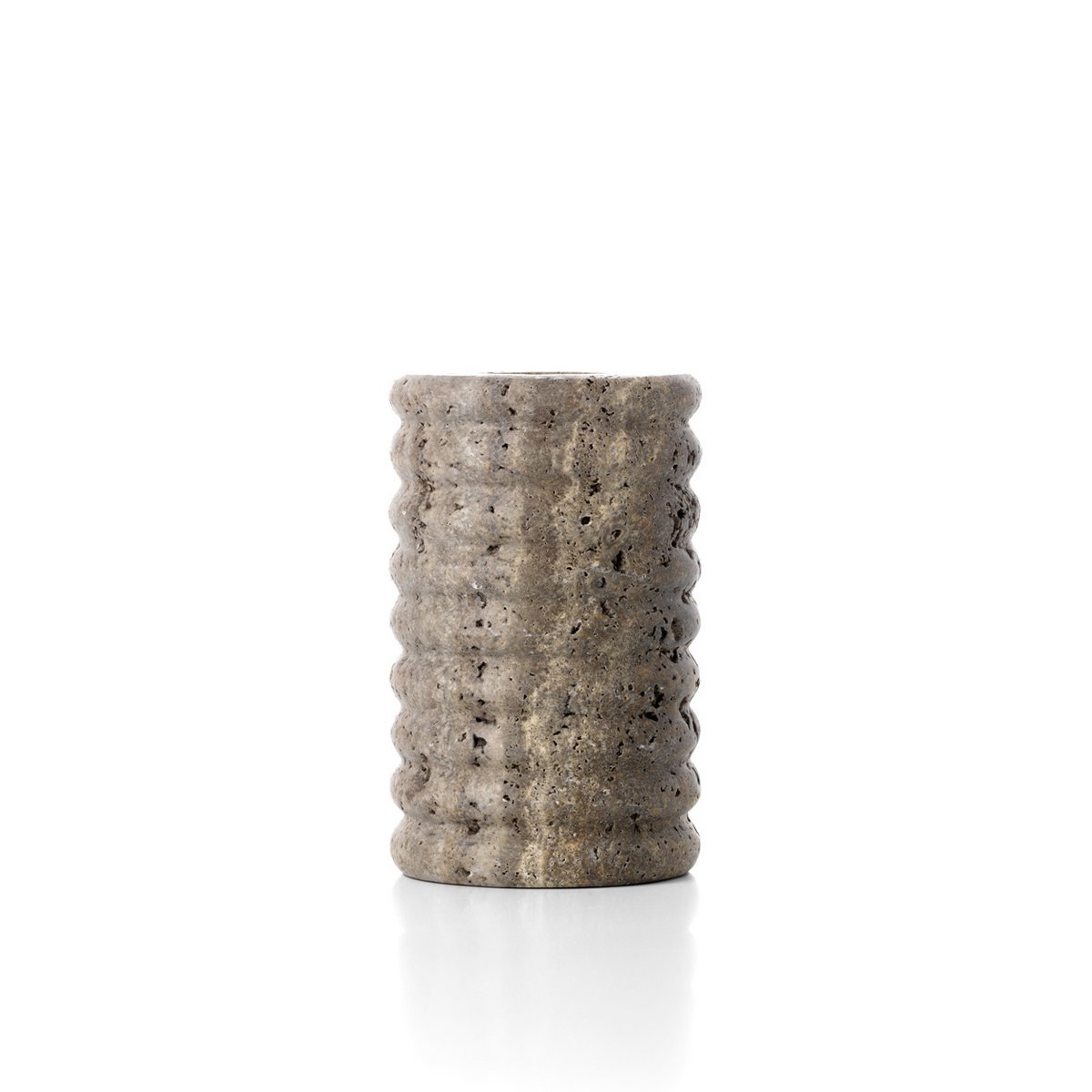 De Travertine Ripple Kaarsenhouder - Grijs - M Bazar Bizar Living