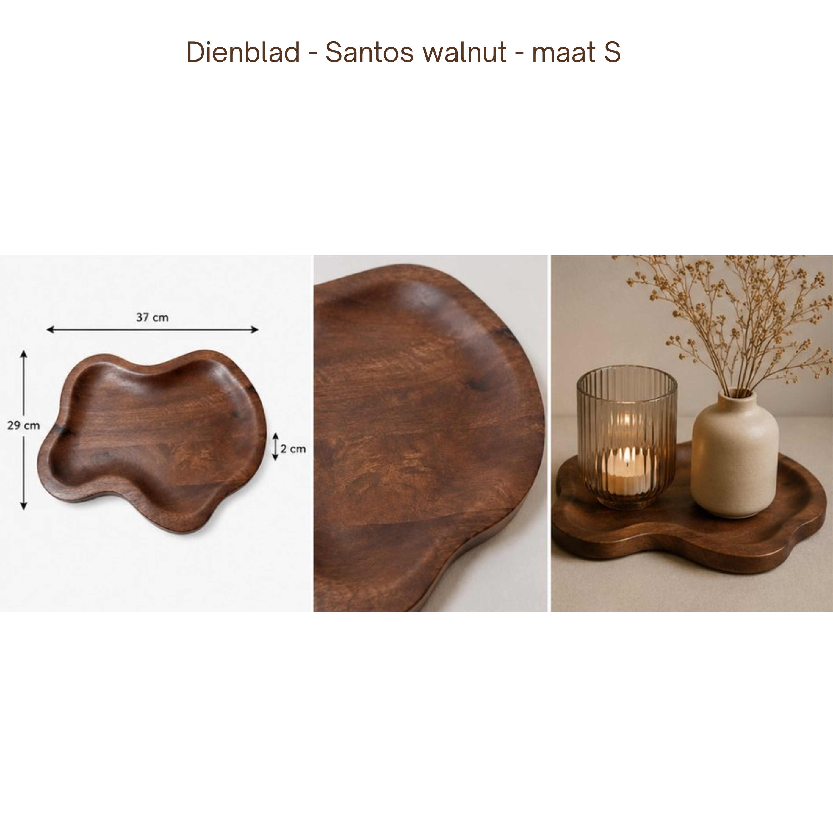 Dienblad - Santos walnut Vase The World
