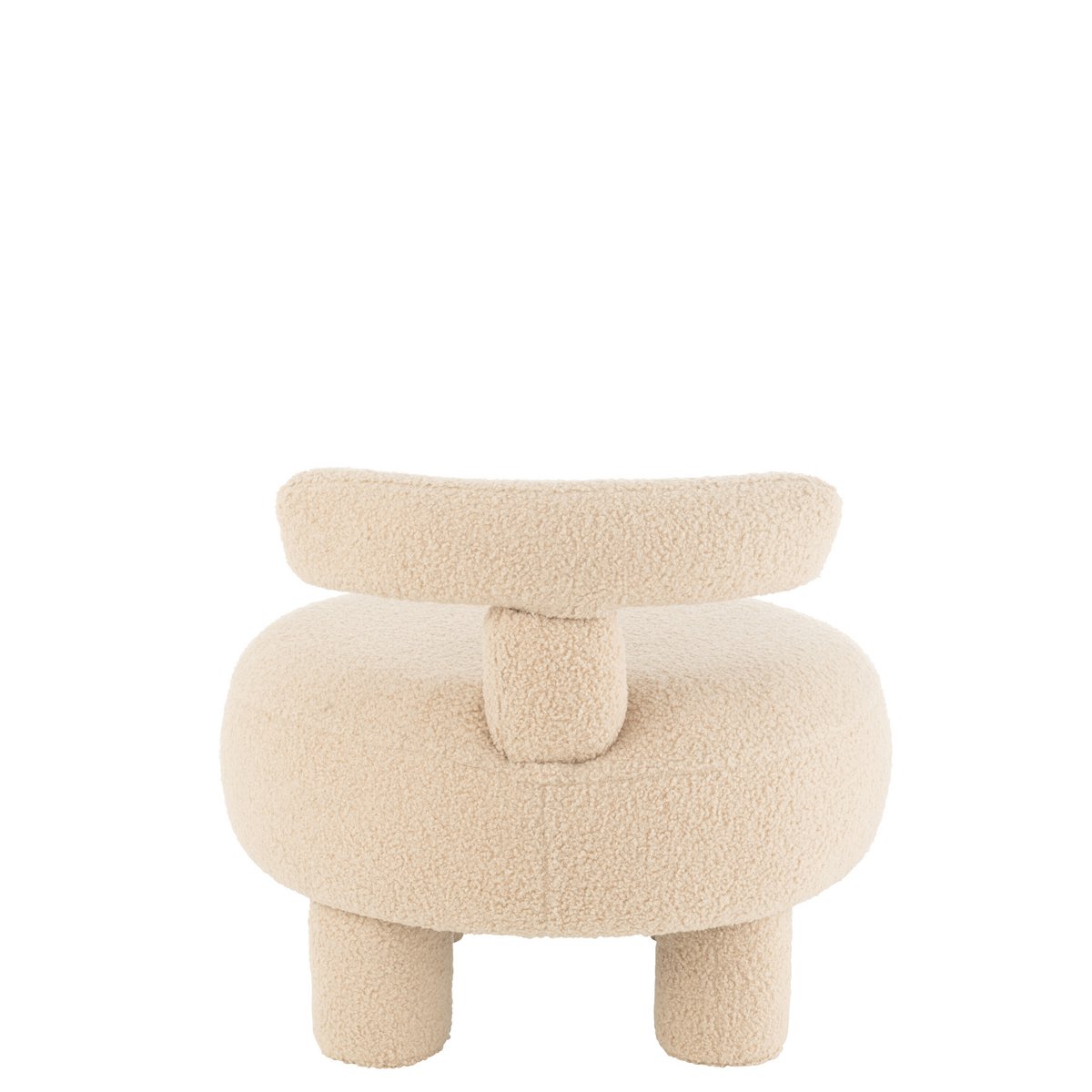 J-Line Kruk Rond Met Rugleuning Bouclé Warm Beige