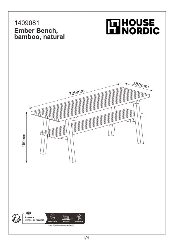 ember bank - bamboe - naturel - compacte houten zitbank met opbergruimte House Nordic ApS