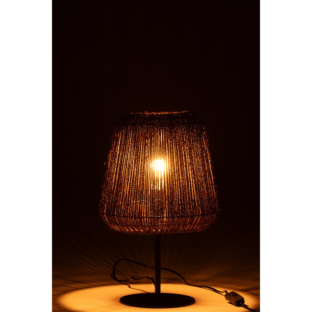 J-Line Table Lamp Braid Metal/Palm Black