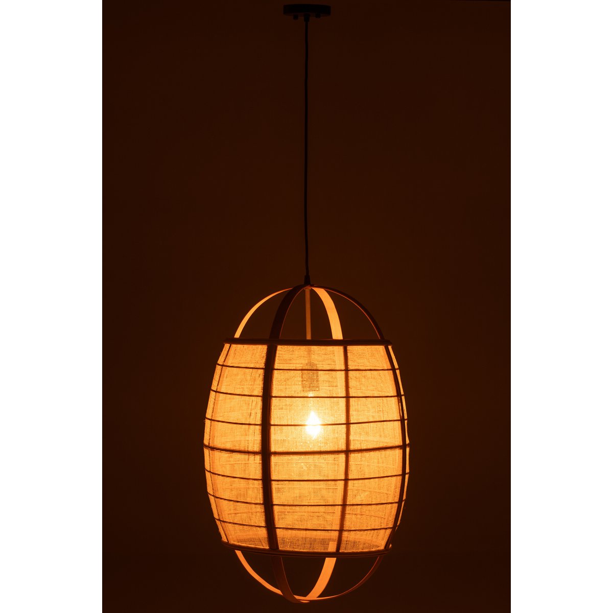 J-Line Hanglamp Ion Linnen/Bamboe Naturel Large