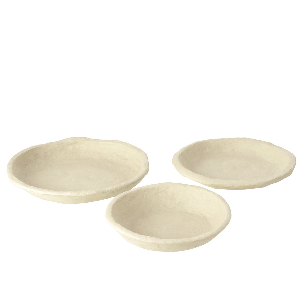 J-Line - Set of 3 Chad Paper Mache Bowls - White