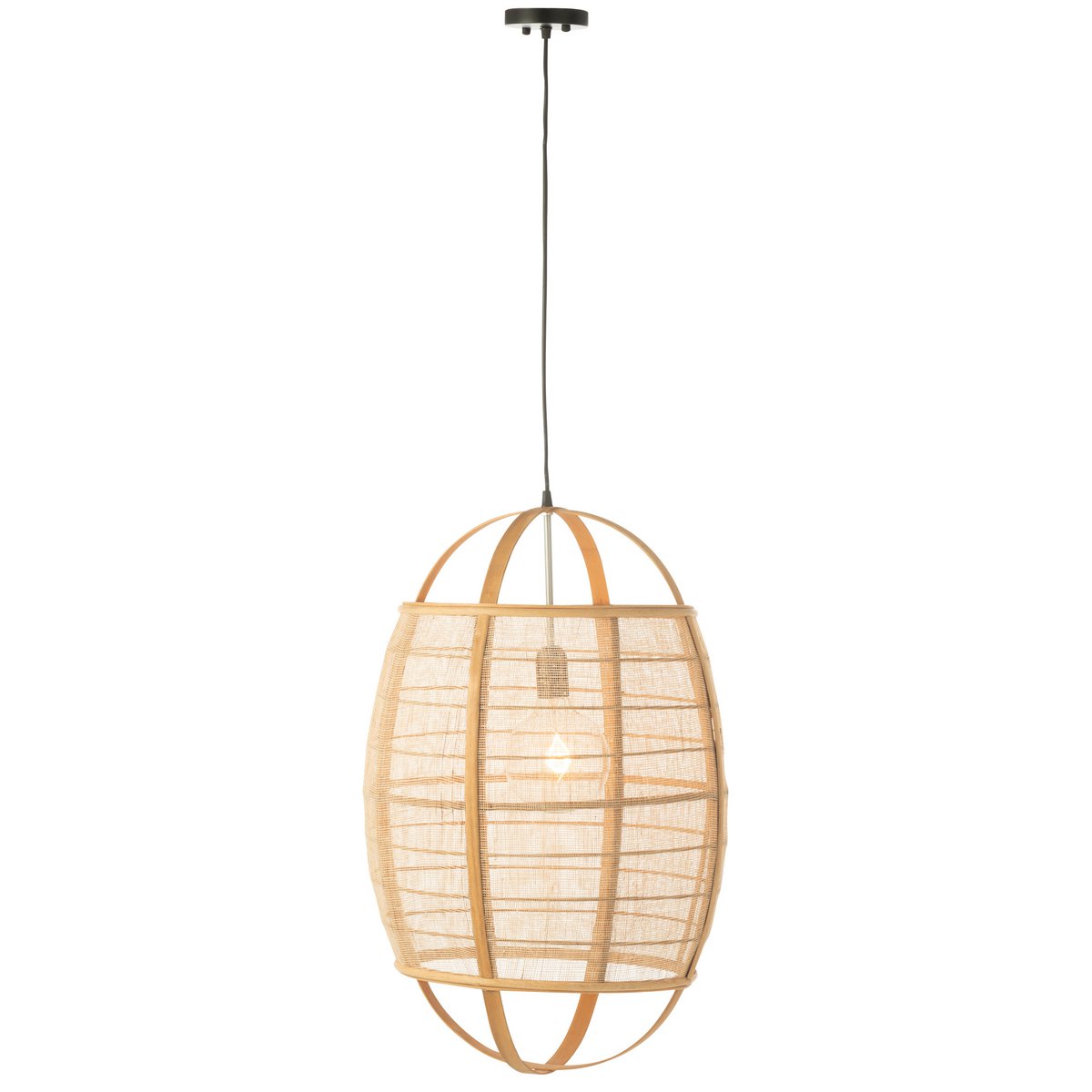 J-Line Hanglamp Ion Linnen/Bamboe Naturel Large