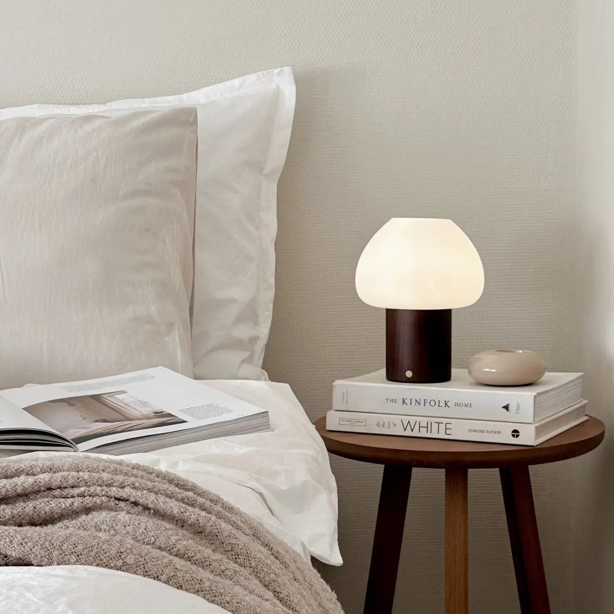 Fynn Donkerbruine Houten Lamp – Oplaadbaar & Dimbaar Licht Tavellio - Amsterdam
