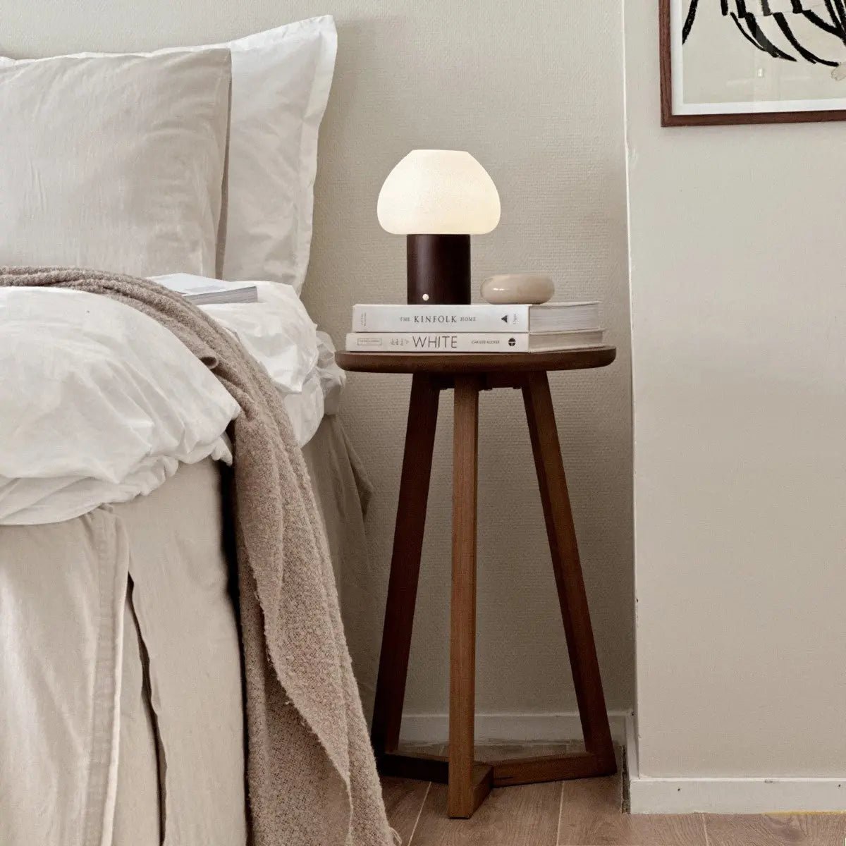 Fynn Donkerbruine Houten Lamp – Oplaadbaar & Dimbaar Licht Tavellio - Amsterdam