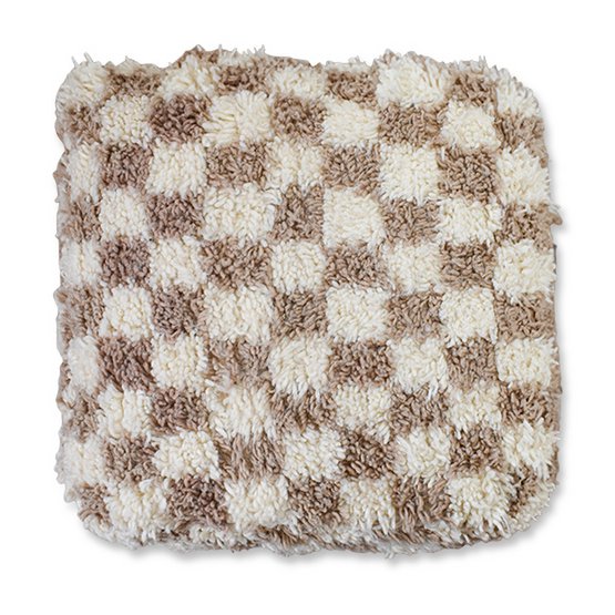 Geruit vloerkussen - Beige en wit Poufs & Pillows