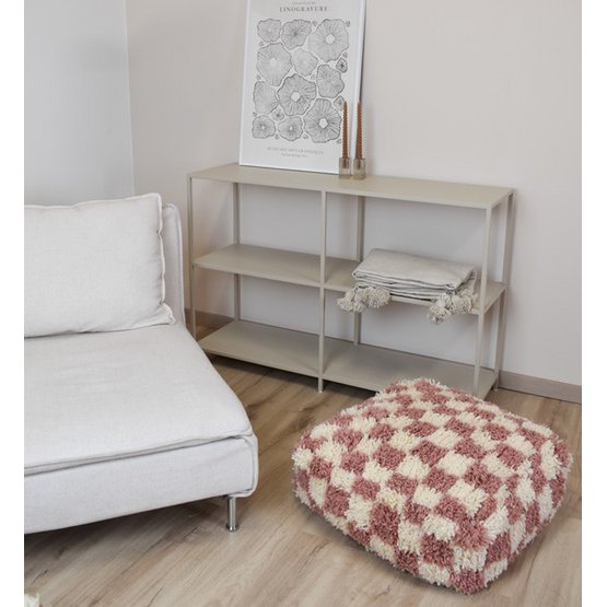 Geruit vloerkussen - roze en wit Poufs & Pillows