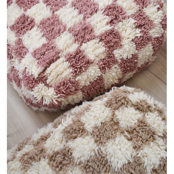 Geruit vloerkussen - roze en wit Poufs & Pillows