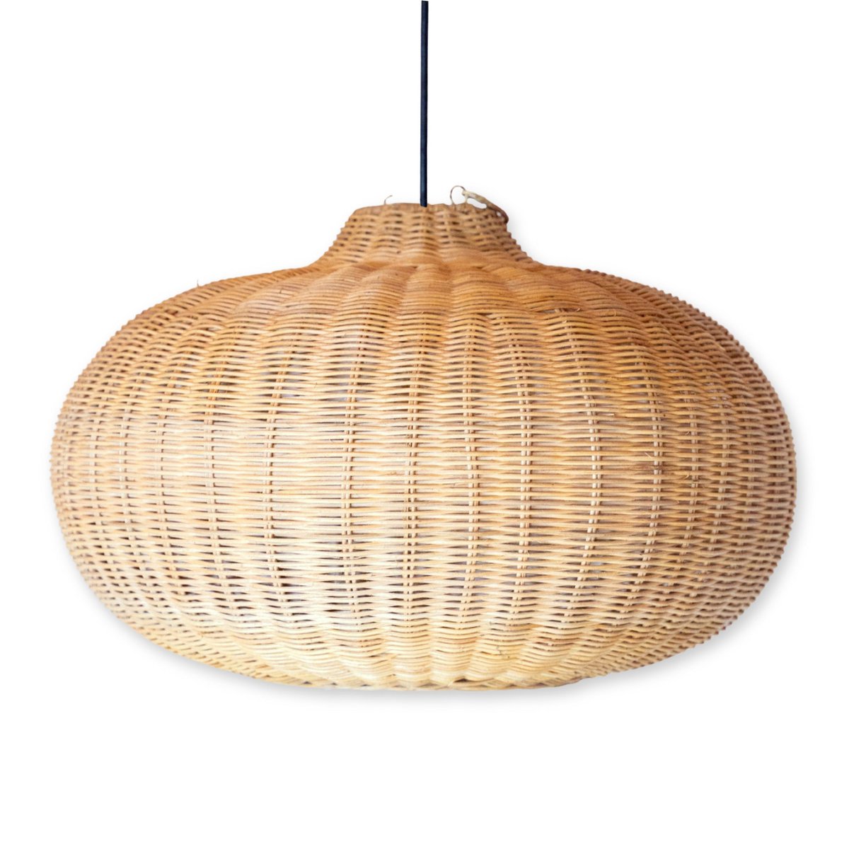 Grote rotan -lampenkap - ronde boho hanglamp - handgemaakte rotan hangende lamp - natuurlijke vezels geweven lampenkap (Ø 56 cm) anjani Soeji
