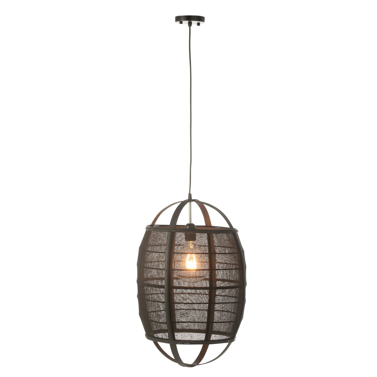 hanglamp Ion - linnen - bamboe - zwart - small J-Line