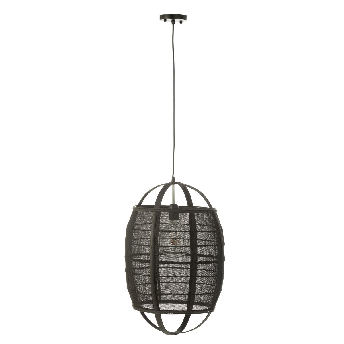 hanglamp Ion - linnen - bamboe - zwart - small J-Line