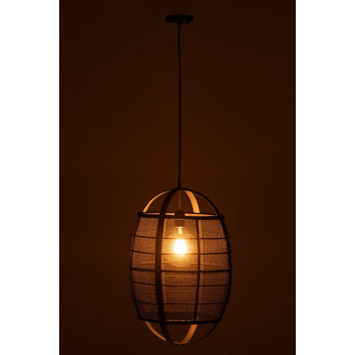 hanglamp Ion - linnen - bamboe - zwart - small J-Line