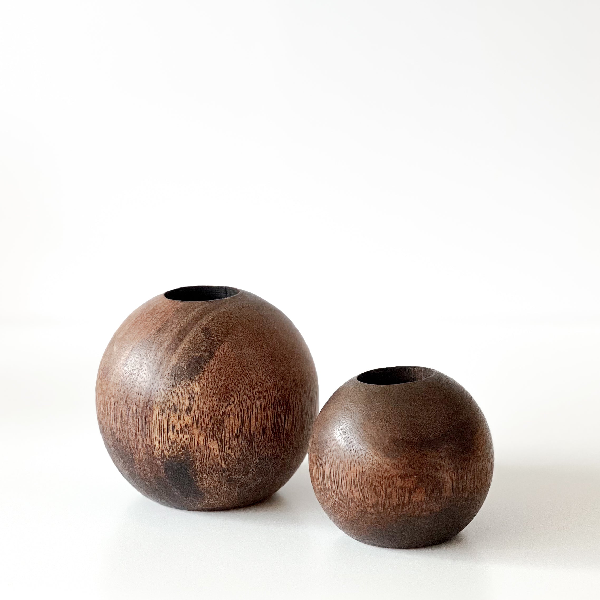 houten bollen waxinelichthouders - pre-loved Noii HOME