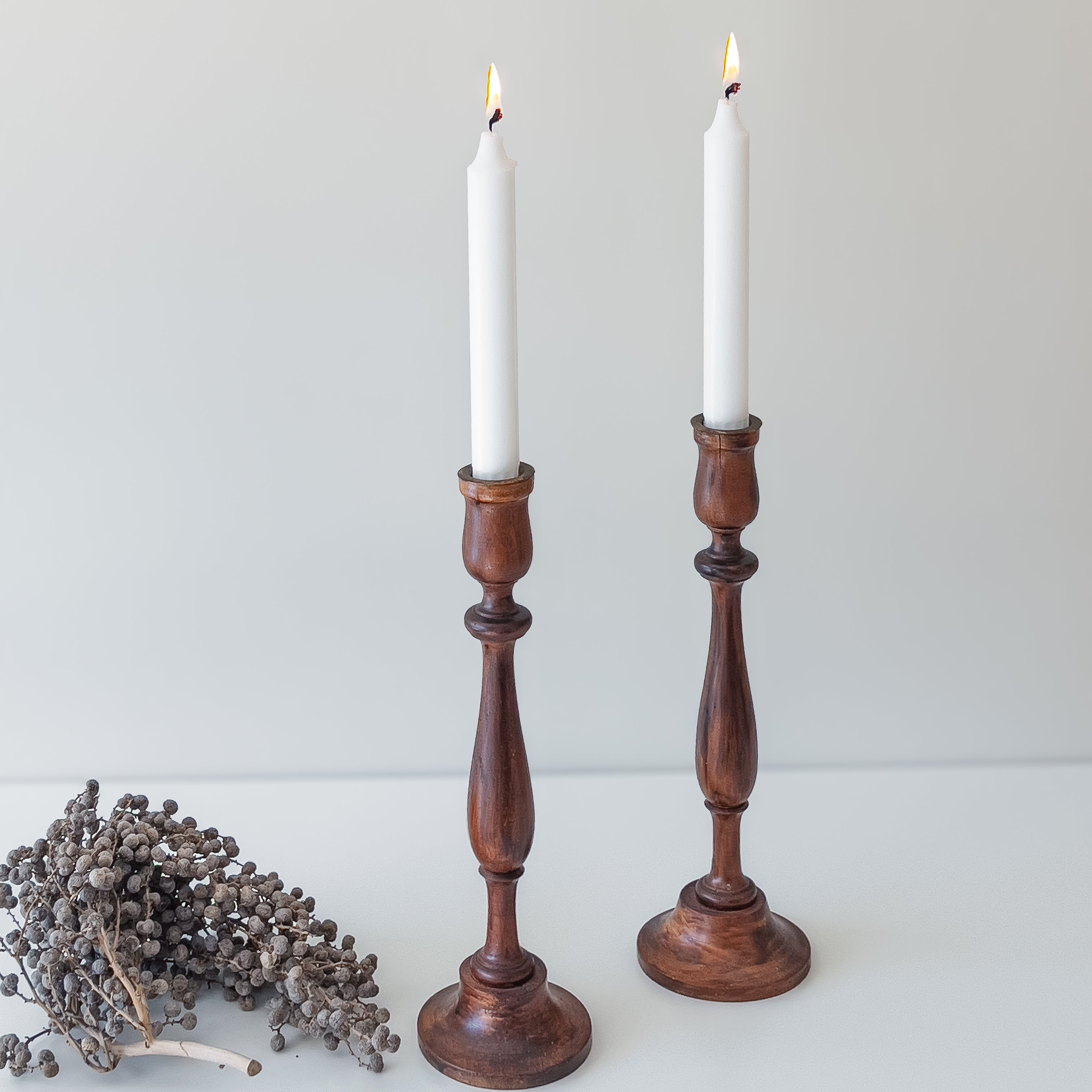 houten set kandelaars - pre-loved Noii HOME