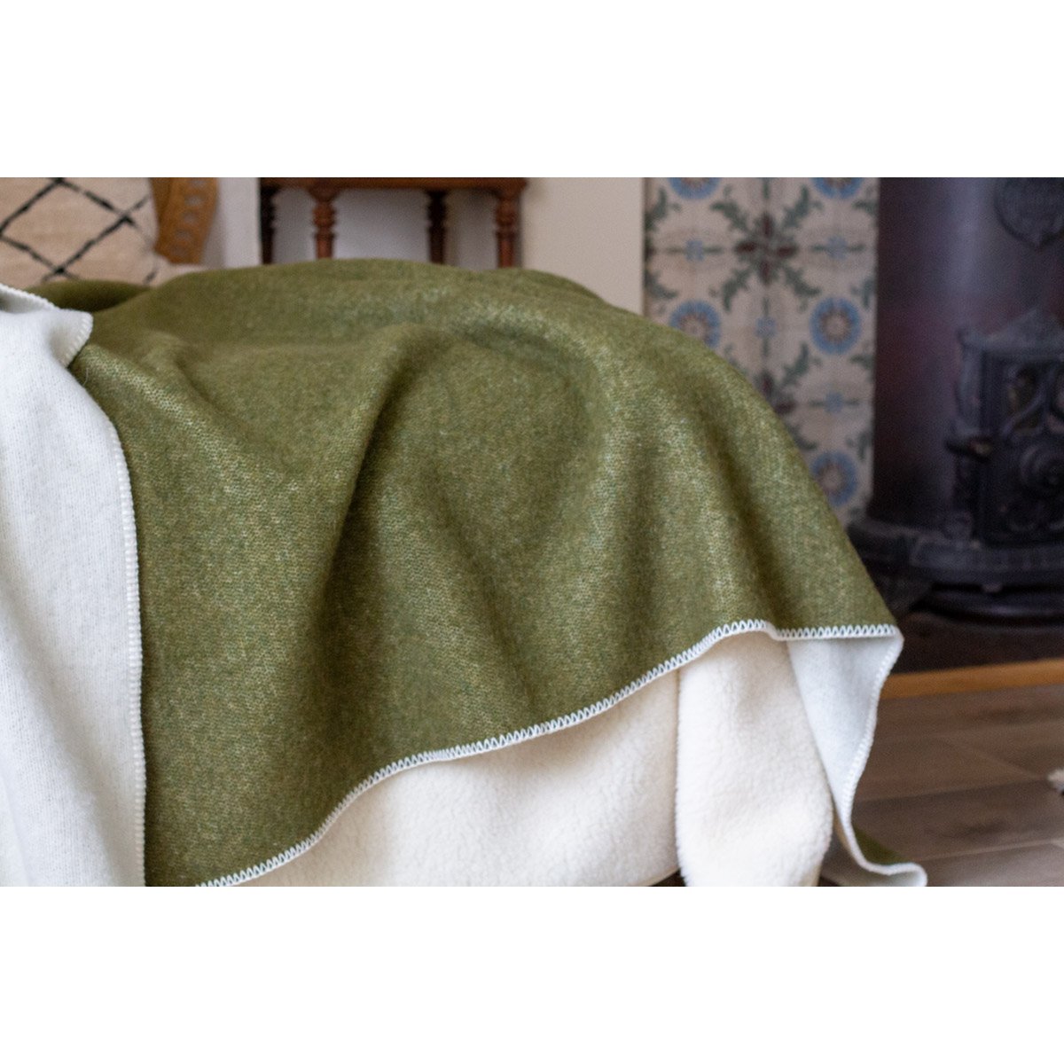 Hunter beddeken en plaid van 100% Nieuw-Zeelandse wol - groen MoST Blankets