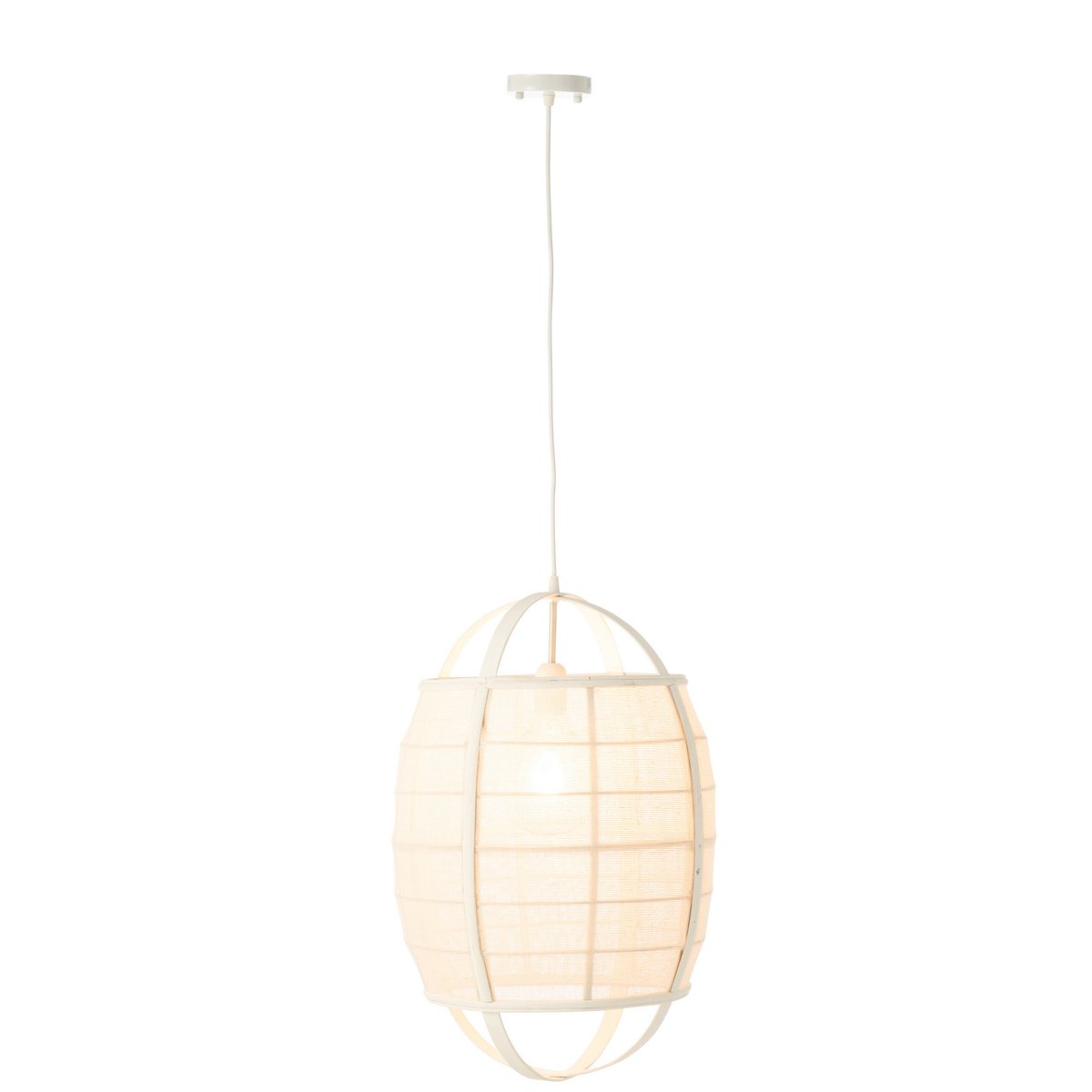 J-Line Hanglamp Ion Linnen/Bamboe Wit Small J-Line