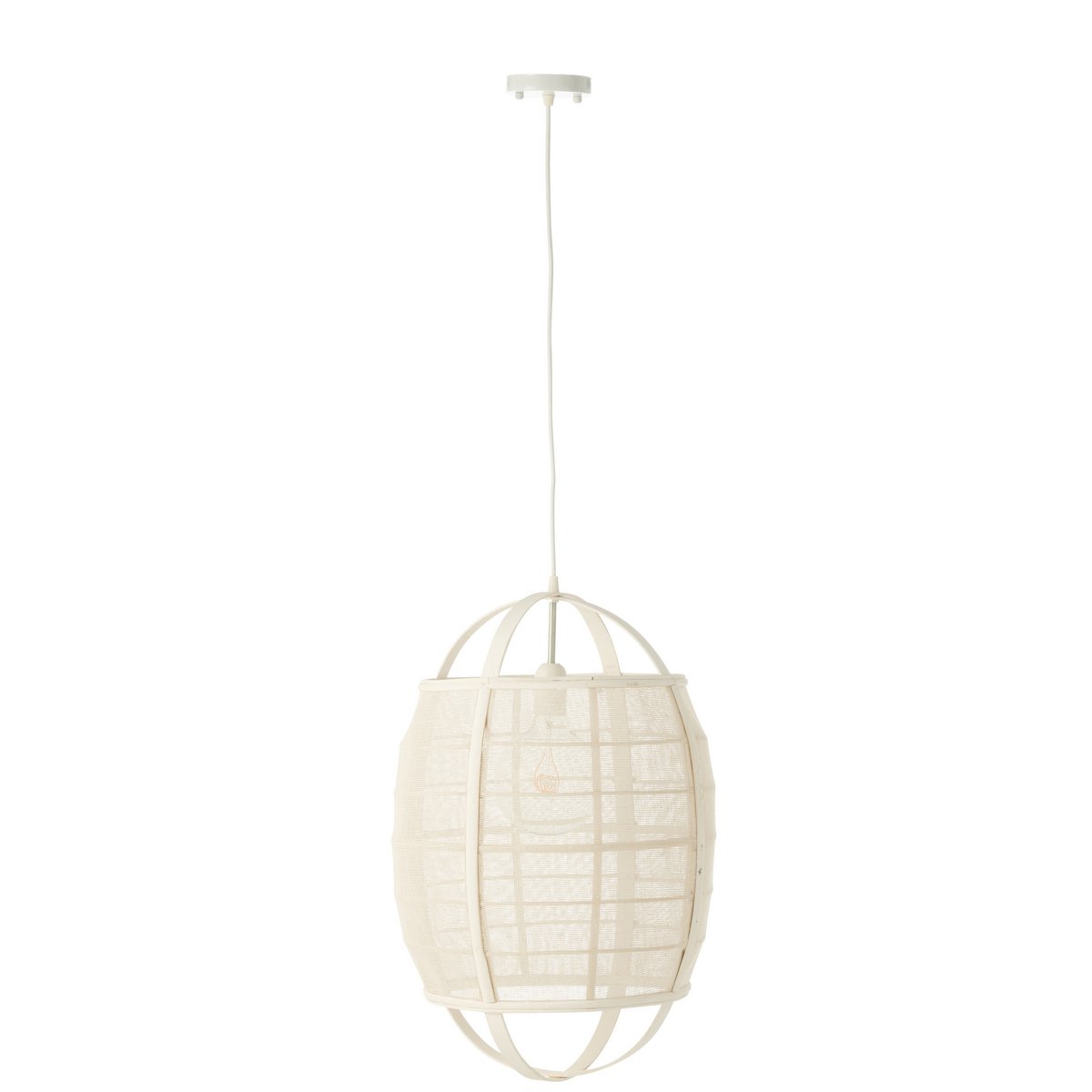 J-Line Hanglamp Ion Linnen/Bamboe Wit Small J-Line