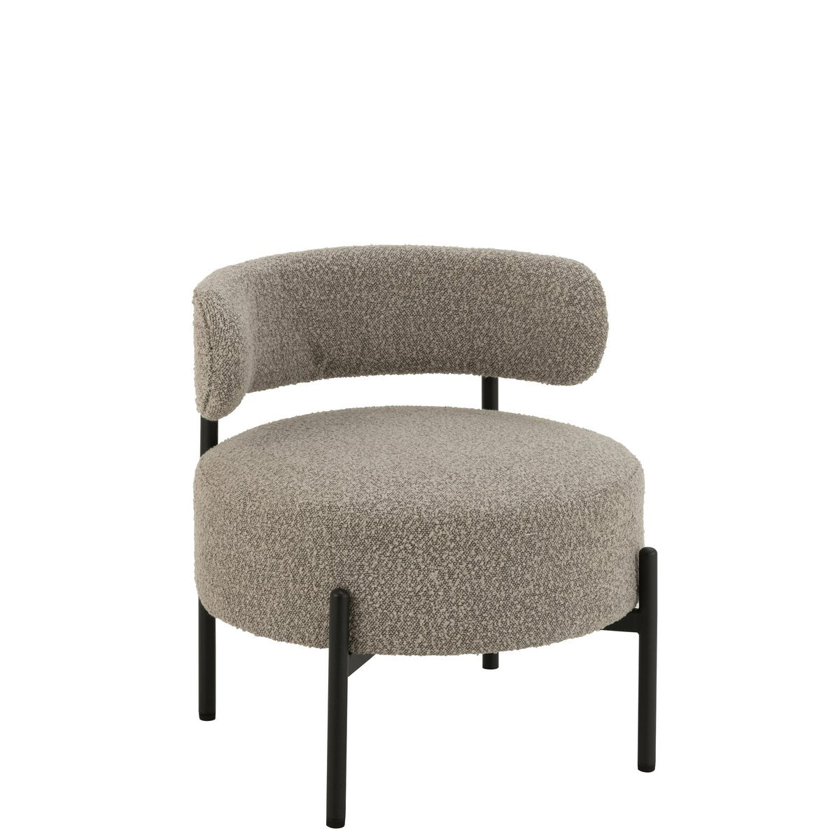 J-Line Loungestoel Boucle Multiplex/Polyester Grijs/Zwart J-Line