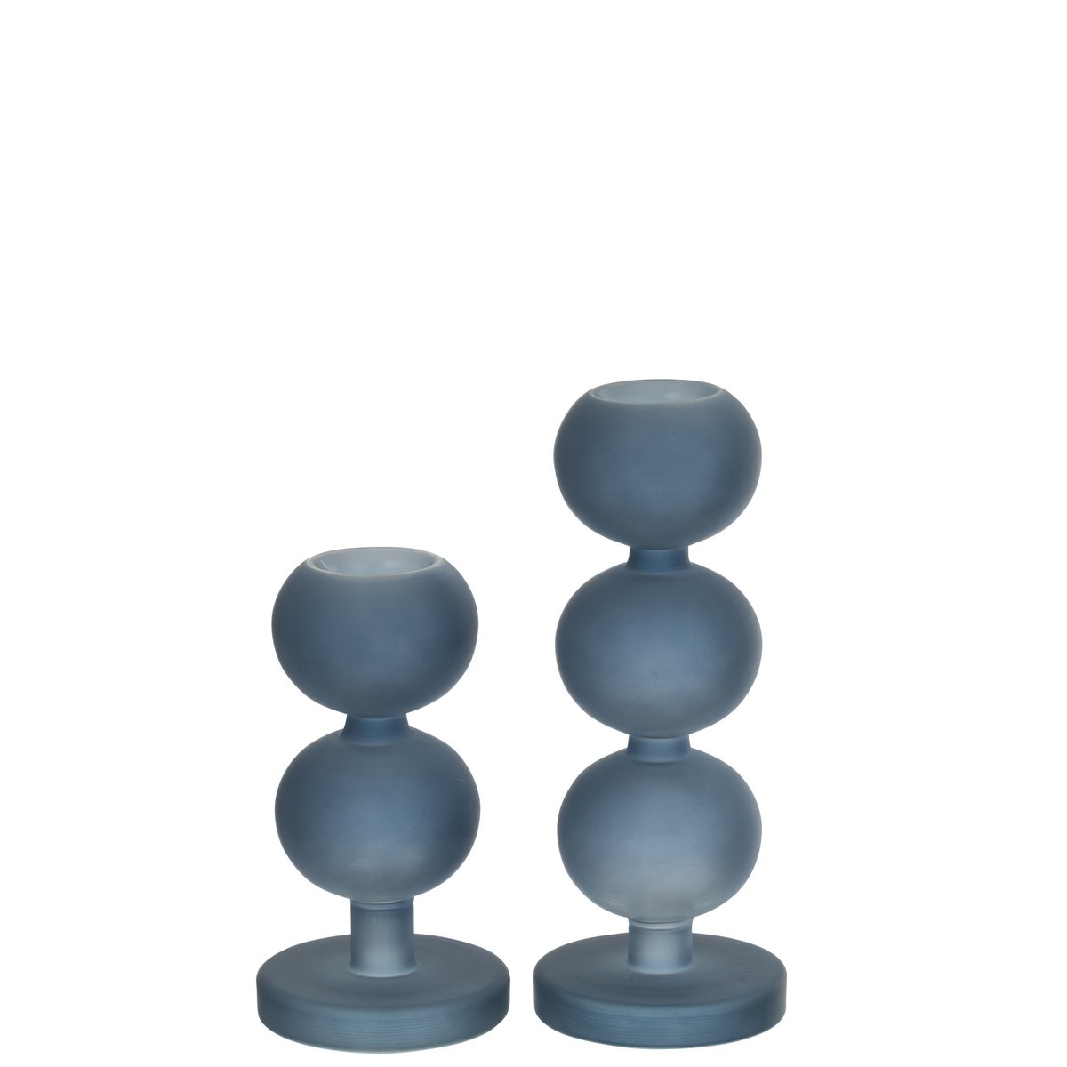 J-Line Set Van 2 Kandelaars Malik Glas Blauw J-Line