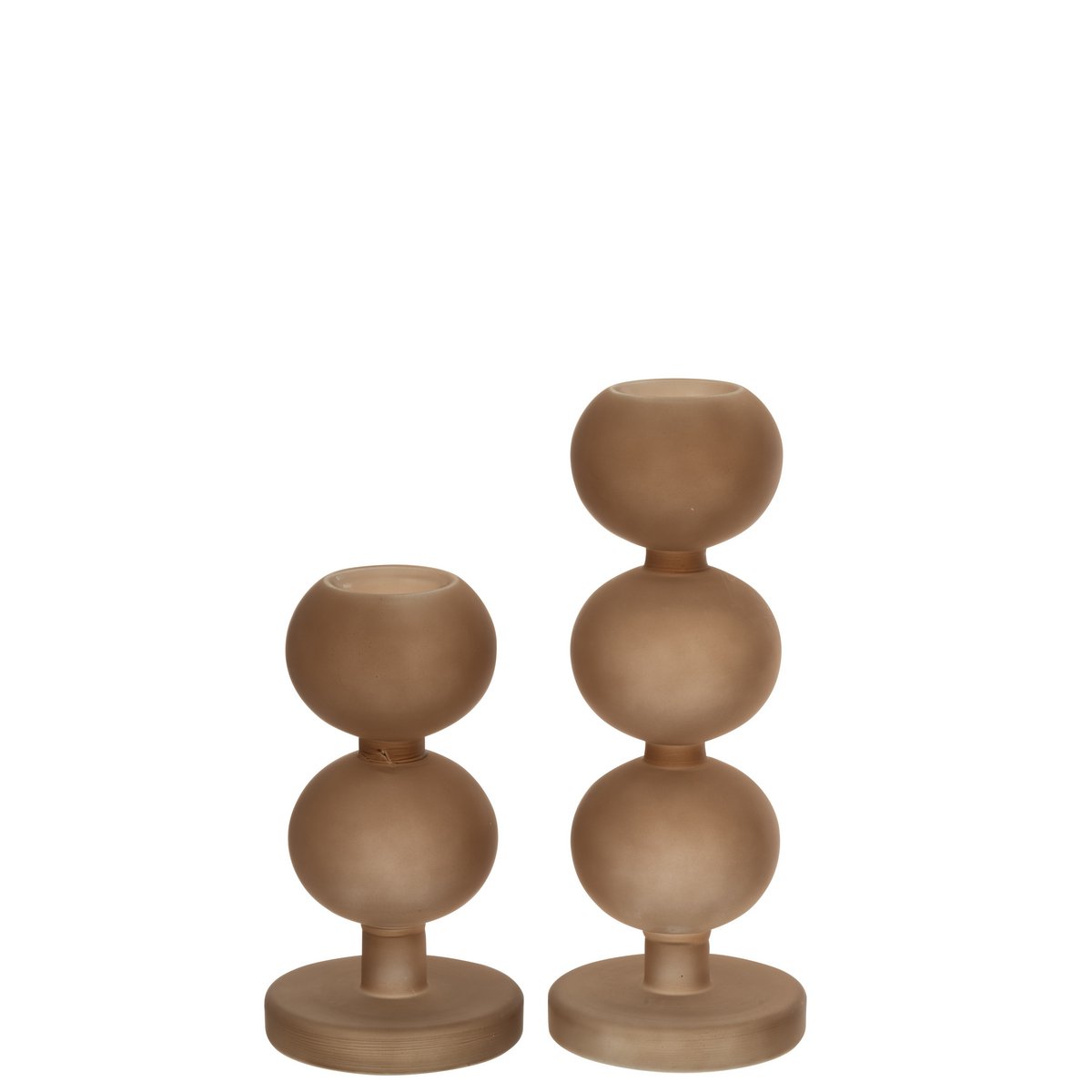 J-Line Set Van 2 Kandelaars Malik Glas Taupe J-Line