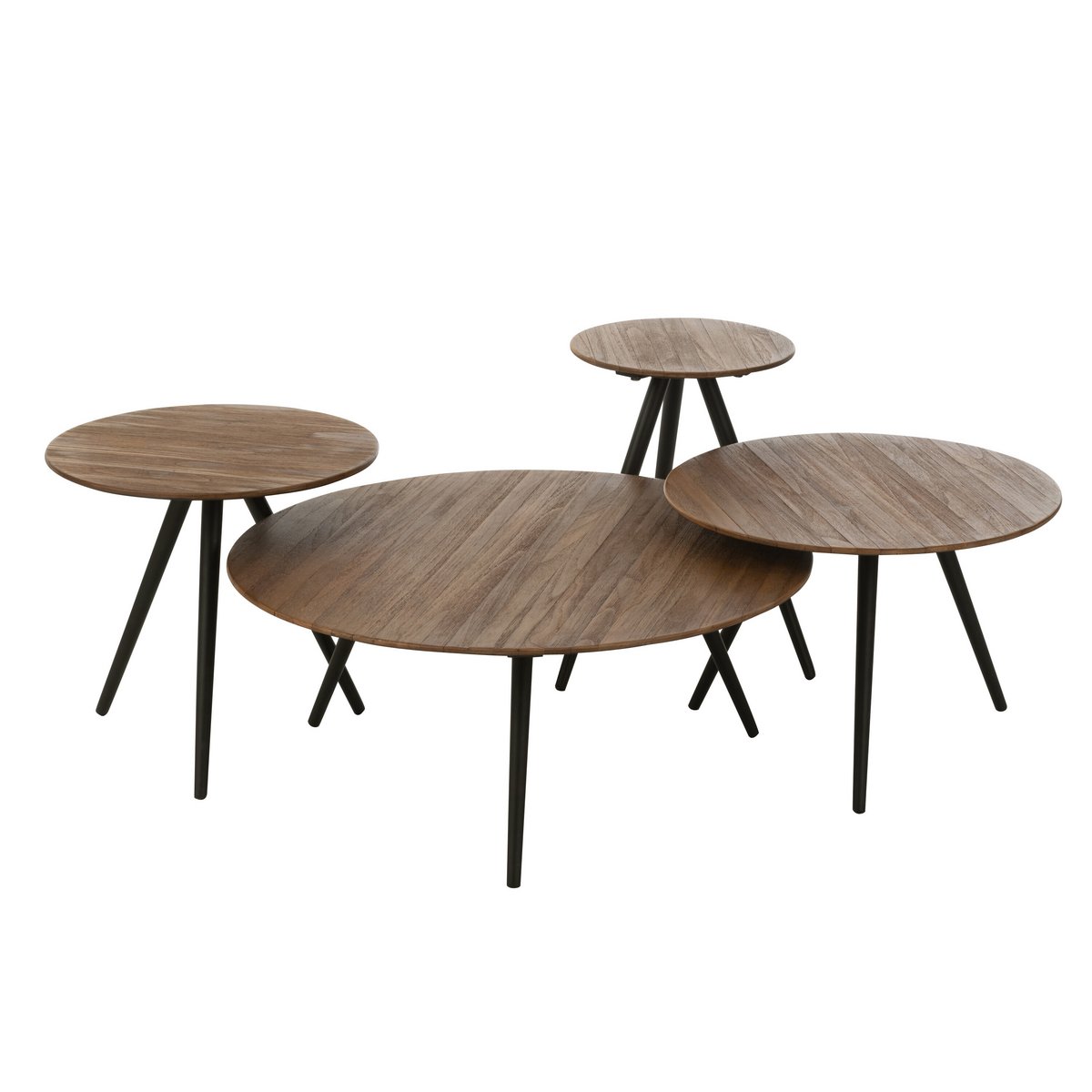 J-Line tafel Rond Gerecycleerd Teak - hout - naturel J-Line