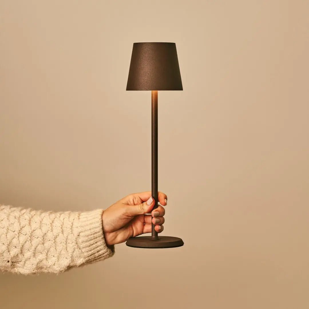 Jasper Mocha Brown - Draadloze lamp met batterij L metaal, dimable en 3 lichtstadia Tavellio - Amsterdam