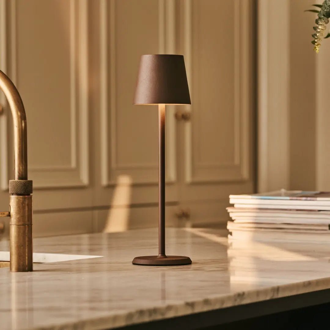 Jasper Mocha Brown - Draadloze lamp met batterij L metaal, dimable en 3 lichtstadia Tavellio - Amsterdam