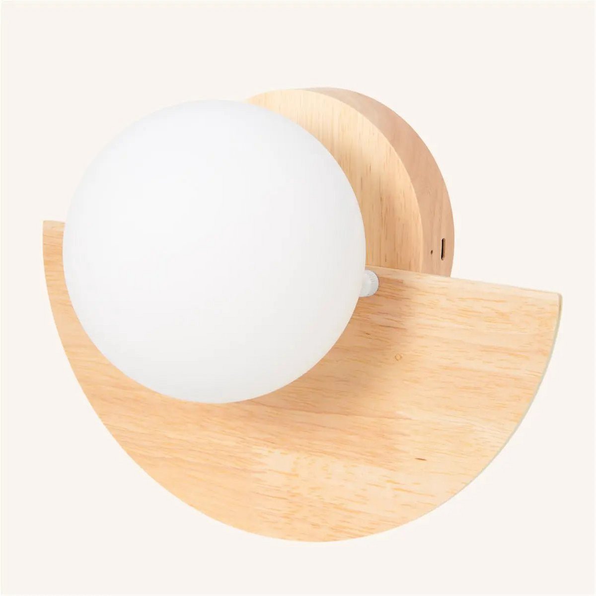 Kane lichtbruine draadloze wandlamp – oplaadbare lamp van hout en glas Tavellio - Amsterdam