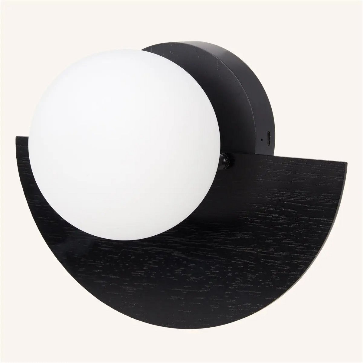 Kane zwarte draadloze wandlamp – oplaadbare hout- en glaslamp Tavellio - Amsterdam