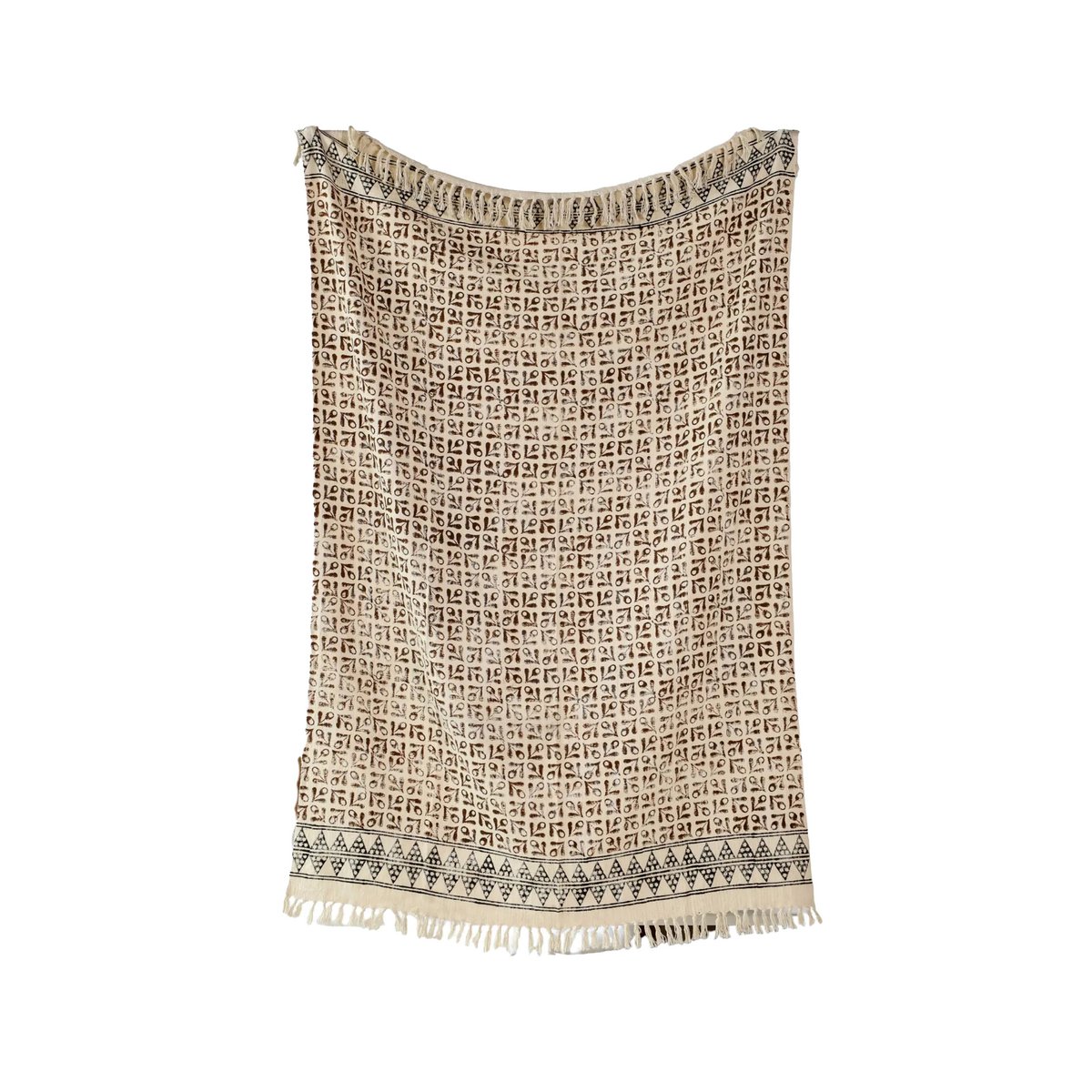 katoenen plaid paisterra – crème met aardetinten en etnisch patroon – urbane hide Urbane Hide