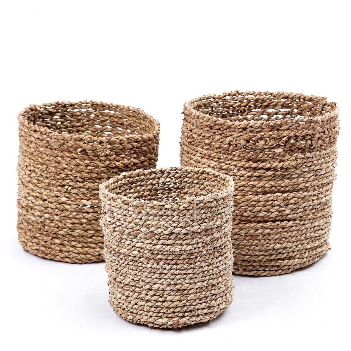 Kleine Zeegras Mand BHINNEKA | Plantenmand | Geweven Boho Mand | Plantenbak | Decoratieve mand | Kleine Opbergmand | Ronde bloemenmand Soeji