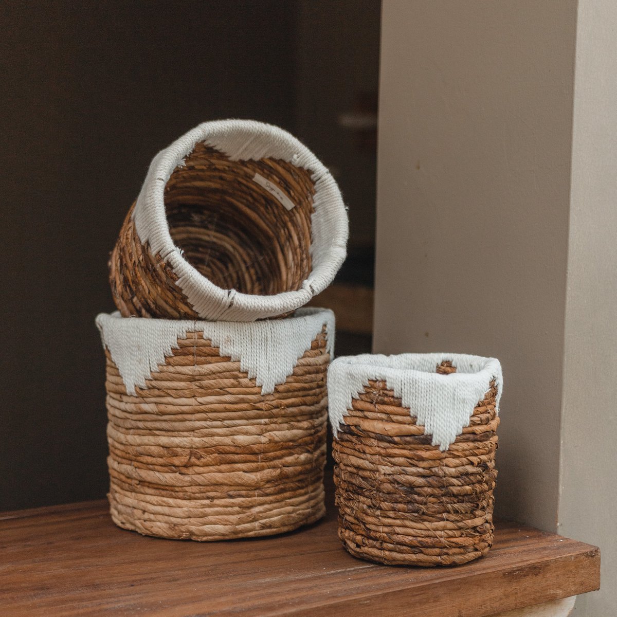 Kleine zeegrasmand MENIK | Plantenmand | Geweven Boho-mand | Plantenbak | Ronde bloemenmand | Macramé mand Soeji